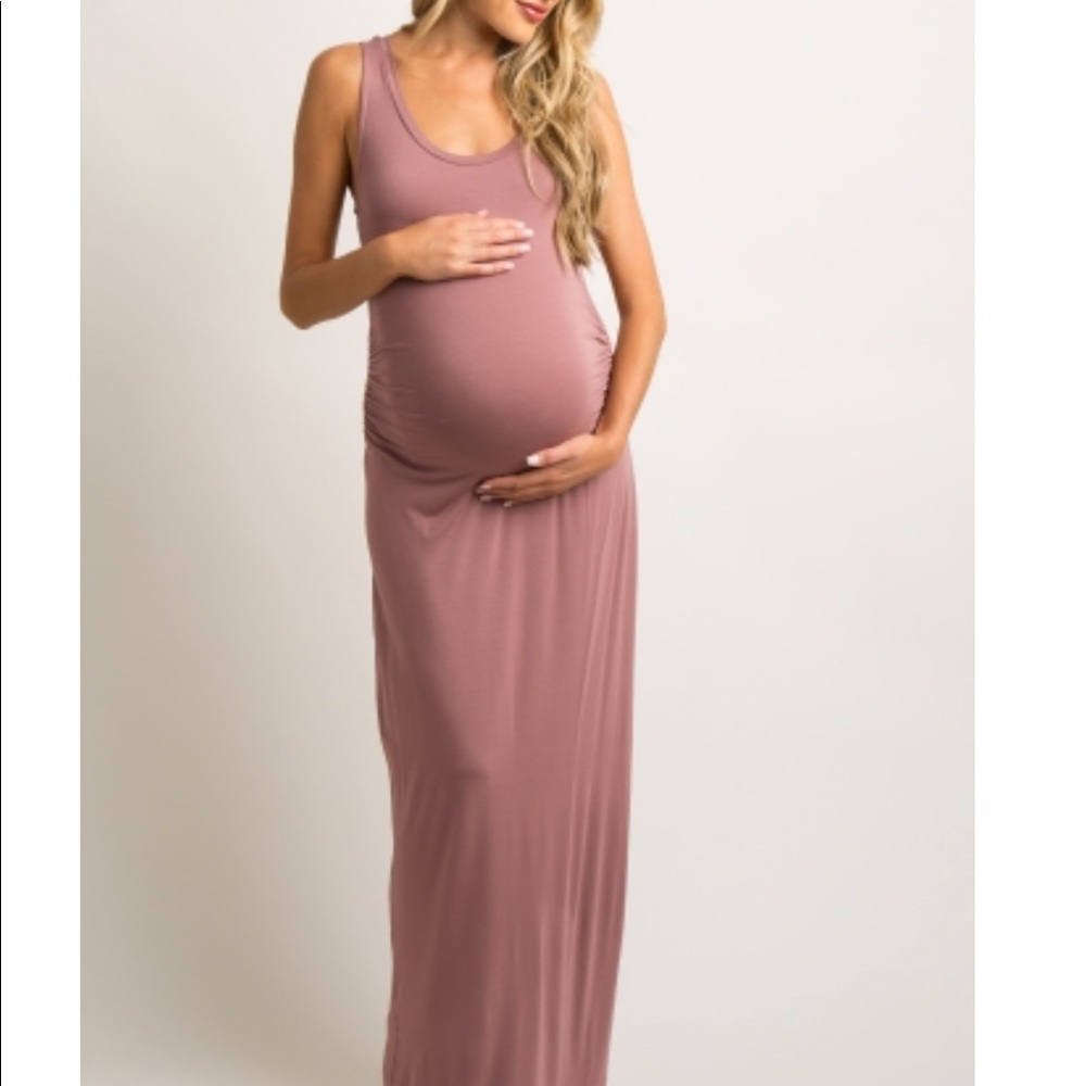 Small Pink Blush Maternity Mauve Maxi Dress